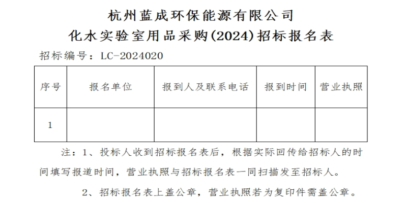 杭州蓝成环保能源有限公司化水实验室用品采购&#40;2024&#41;招标通告 - 招标通告 - 杭州蓝成环保能源有限公司