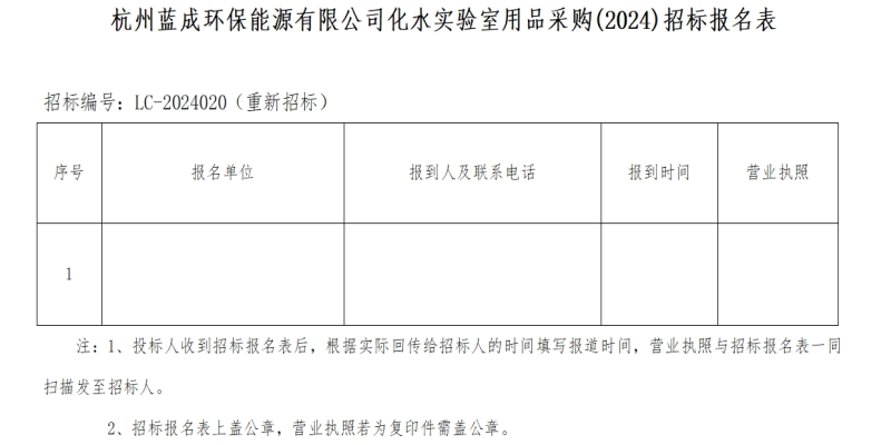 杭州蓝成环保能源有限公司化水实验室用品采购&#40;2024&#41;招标通告 - 招标通告 - 杭州蓝成环保能源有限公司