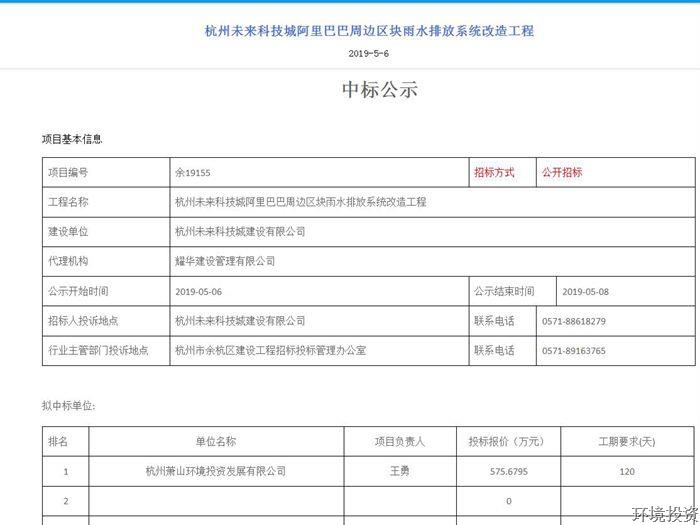好新闻&#65281;投资公司中标未来科技城雨水排放系统刷新工程-公司新闻-杭州萧山水务投资生长有限公司
